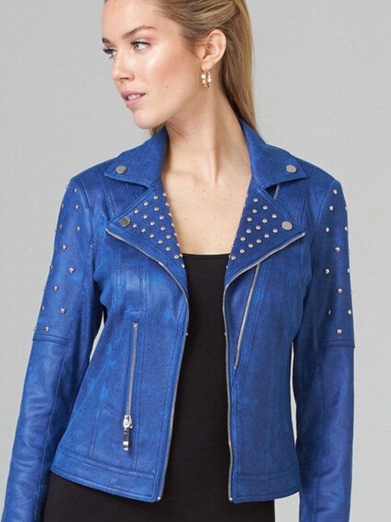 Joseph Ribkoff Jackets & Blazers - Joseph Ribkoff Cropped Pleather Motorcycle Jacket
